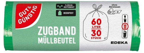 GUT&GÜNSTIG Müllbeutel 60,0 l grün, 30 St.