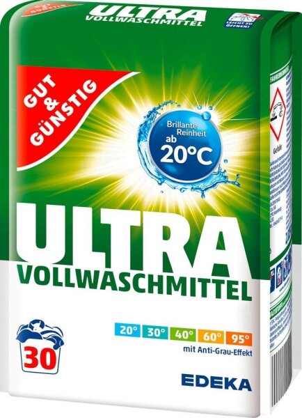 GUT&GÜNSTIG ULTRA Waschmittel Pulver, 2,025 kg
