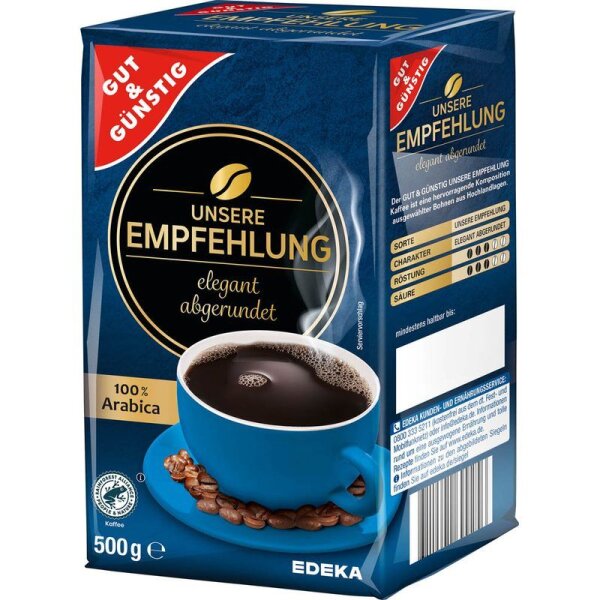 GUT&GÜNSTIG Unsere Empfehlung Kaffee, gemahlen Arabicabohnen kräftig 500,0 g  ( 4486097006 )