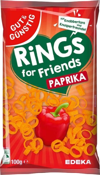 GUT&GÜNSTIG Kartoffelringe Paprika Chips 100,0 g, 1 St.