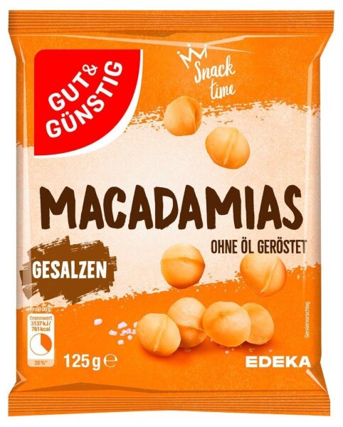 GUT&GÜNSTIG Macadamias geröstet & gesalzen  125,0 g, 1 St.