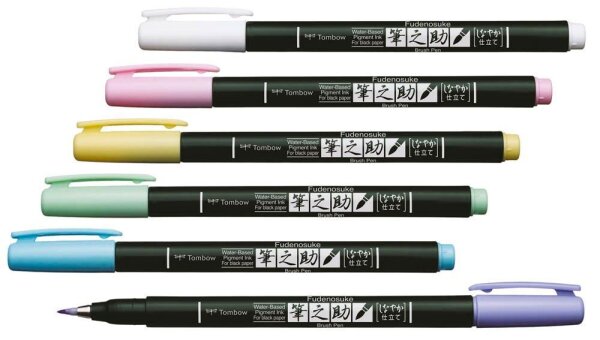 Tombow Fudenosuke Pastel Brush-Pens farbsortiert, 6 St.