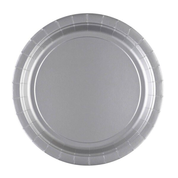 amscan® Einweg-Teller silber 23,0 x 23,0 cm, 8 St.