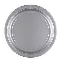amscan® Einweg-Teller silber 23,0 x 23,0 cm, 8 St.