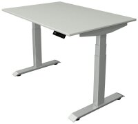 Kerkmann Move 4 elektrisch höhenverstellbarer Schreibtisch lichtgrau rechteckig, T-Fuß-Gestell silber 120,0 x 80,0 cm