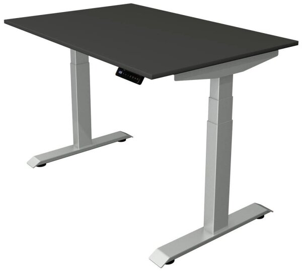Kerkmann Move 4 elektrisch höhenverstellbarer Schreibtisch anthrazit rechteckig, T-Fuß-Gestell silber 120,0 x 80,0 cm