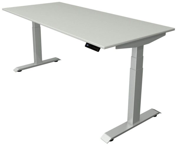 Kerkmann Move 4 elektrisch höhenverstellbarer Schreibtisch lichtgrau rechteckig, T-Fuß-Gestell silber 180,0 x 80,0 cm