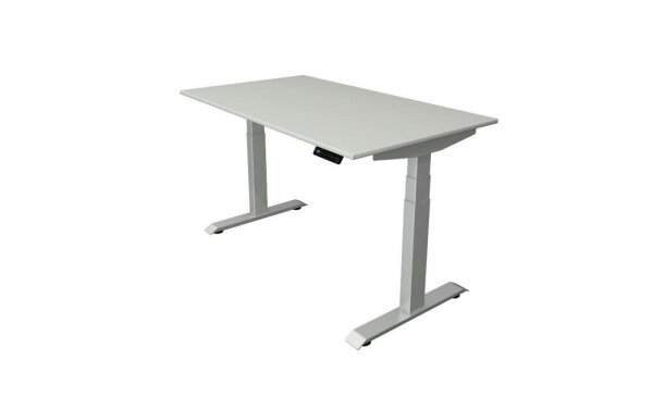 Kerkmann Move 4 elektrisch höhenverstellbarer Schreibtisch lichtgrau rechteckig, T-Fuß-Gestell silber 140,0 x 80,0 cm