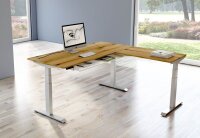 Kerkmann Move 4 elektrisch höhenverstellbarer Schreibtisch eiche rechteckig, T-Fuß-Gestell silber 180,0 x 180,0 cm