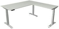 Kerkmann Move 4 elektrisch höhenverstellbarer Schreibtisch lichtgrau rechteckig, T-Fuß-Gestell silber 180,0 x 180,0 cm