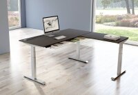 Kerkmann Move 4 elektrisch höhenverstellbarer Schreibtisch anthrazit rechteckig, T-Fuß-Gestell silber 180,0 x 180,0 cm