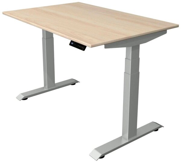 Kerkmann Move 4 elektrisch höhenverstellbarer Schreibtisch ahorn rechteckig, T-Fuß-Gestell silber 120,0 x 80,0 cm
