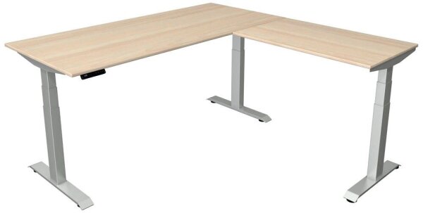 Kerkmann Move 4 elektrisch höhenverstellbarer Schreibtisch ahorn rechteckig, T-Fuß-Gestell silber 180,0 x 180,0 cm
