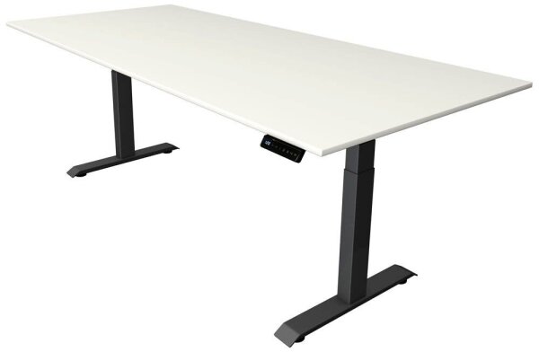 Kerkmann Move 4 elektrisch höhenverstellbarer Schreibtisch weiß rechteckig, T-Fuß-Gestell grau 225,0 x 100,0 cm