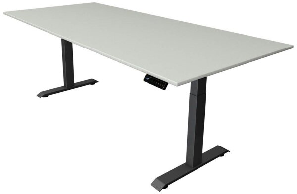 Kerkmann Move 4 elektrisch höhenverstellbarer Schreibtisch lichtgrau rechteckig, T-Fuß-Gestell grau 225,0 x 100,0 cm