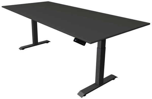 Kerkmann Move 4 elektrisch höhenverstellbarer Schreibtisch anthrazit rechteckig, T-Fuß-Gestell grau 225,0 x 100,0 cm
