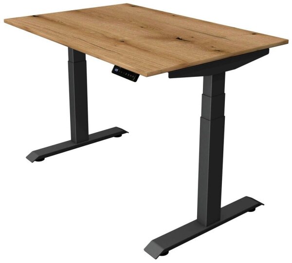 Kerkmann Move 4 elektrisch höhenverstellbarer Schreibtisch eiche rechteckig, T-Fuß-Gestell grau 120,0 x 80,0 cm