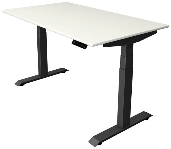Kerkmann Move 4 elektrisch höhenverstellbarer Schreibtisch weiß rechteckig, T-Fuß-Gestell grau 140,0 x 80,0 cm