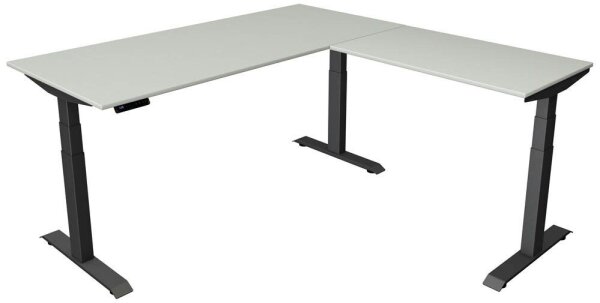 Kerkmann Move 4 elektrisch höhenverstellbarer Schreibtisch lichtgrau rechteckig, T-Fuß-Gestell grau 180,0 x 180,0 cm