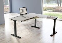 Kerkmann Move 4 elektrisch höhenverstellbarer Schreibtisch lichtgrau rechteckig, T-Fuß-Gestell grau 180,0 x 180,0 cm