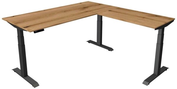 Kerkmann Move 4 elektrisch höhenverstellbarer Schreibtisch eiche rechteckig, T-Fuß-Gestell grau 180,0 x 180,0 cm