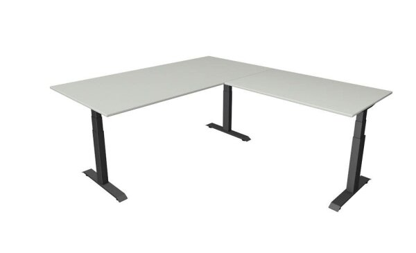 Kerkmann Move 4 elektrisch höhenverstellbarer Schreibtisch lichtgrau rechteckig, T-Fuß-Gestell grau 200,0 x 220,0 cm