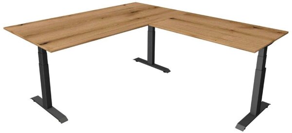 Kerkmann Move 4 elektrisch höhenverstellbarer Schreibtisch eiche rechteckig, T-Fuß-Gestell grau 200,0 x 220,0 cm