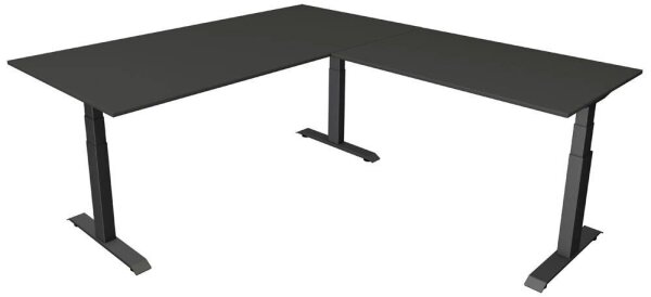 Kerkmann Move 4 elektrisch höhenverstellbarer Schreibtisch anthrazit rechteckig, T-Fuß-Gestell grau 200,0 x 220,0 cm