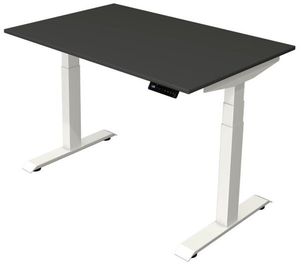 Kerkmann Move 4 elektrisch höhenverstellbarer Schreibtisch anthrazit rechteckig, T-Fuß-Gestell weiß 120,0 x 80,0 cm