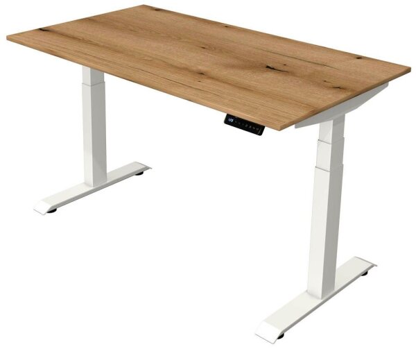 Kerkmann Move 4 elektrisch höhenverstellbarer Schreibtisch eiche rechteckig, T-Fuß-Gestell weiß 140,0 x 80,0 cm