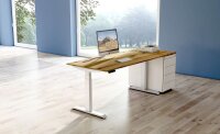 Kerkmann Move 4 elektrisch höhenverstellbarer Schreibtisch eiche rechteckig, T-Fuß-Gestell weiß 140,0 x 80,0 cm