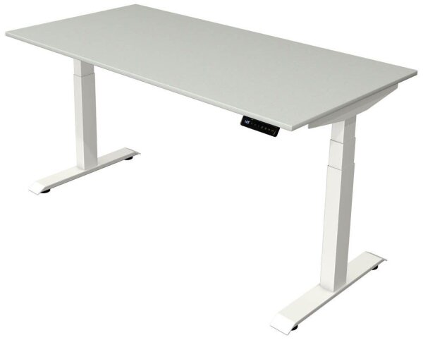 Kerkmann Move 4 elektrisch höhenverstellbarer Schreibtisch lichtgrau rechteckig, T-Fuß-Gestell weiß 160,0 x 80,0 cm