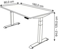 Kerkmann Move 4 elektrisch höhenverstellbarer Schreibtisch lichtgrau rechteckig, T-Fuß-Gestell weiß 160,0 x 80,0 cm