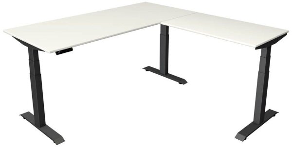 Kerkmann Move 4 elektrisch höhenverstellbarer Schreibtisch weiß rechteckig, T-Fuß-Gestell grau 180,0 x 180,0 cm