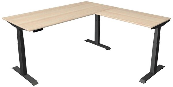 Kerkmann Move 4 elektrisch höhenverstellbarer Schreibtisch ahorn rechteckig, T-Fuß-Gestell grau 180,0 x 180,0 cm