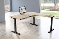 Kerkmann Move 4 elektrisch höhenverstellbarer Schreibtisch ahorn rechteckig, T-Fuß-Gestell grau 180,0 x 180,0 cm