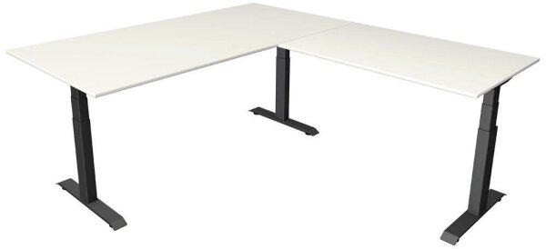 Kerkmann Move 4 elektrisch höhenverstellbarer Schreibtisch weiß rechteckig, T-Fuß-Gestell grau 200,0 x 220,0 cm