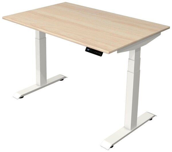 Kerkmann Move 4 elektrisch höhenverstellbarer Schreibtisch ahorn rechteckig, T-Fuß-Gestell weiß 120,0 x 80,0 cm