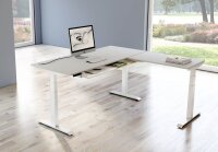 Kerkmann Move 4 elektrisch höhenverstellbarer Schreibtisch lichtgrau rechteckig, T-Fuß-Gestell weiß 180,0 x 180,0 cm