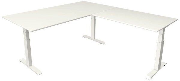 Kerkmann Move 4 elektrisch höhenverstellbarer Schreibtisch weiß rechteckig, T-Fuß-Gestell weiß 200,0 x 220,0 cm