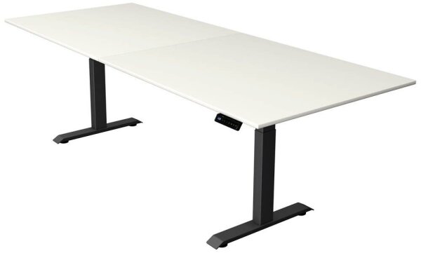 Kerkmann Move 4 elektrisch höhenverstellbarer Schreibtisch weiß rechteckig, T-Fuß-Gestell grau 250,0 x 100,0 cm