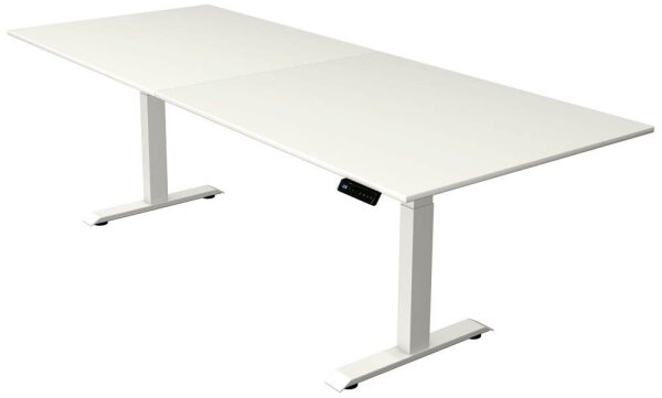 Kerkmann Move 4 elektrisch höhenverstellbarer Schreibtisch weiß rechteckig, T-Fuß-Gestell weiß 250,0 x 100,0 cm