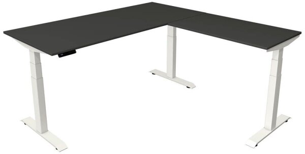 Kerkmann Move 4 elektrisch höhenverstellbarer Schreibtisch anthrazit rechteckig, T-Fuß-Gestell weiß 180,0 x 180,0 cm