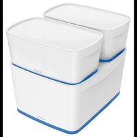 LEITZ MyBox Aufbewahrungsbox 5,0 l perlweiß/blau 31,8 x 19,1 x 12,8 cm, 1 St.